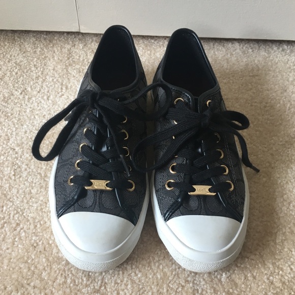 👟Black and gold Coach low top sneakers: